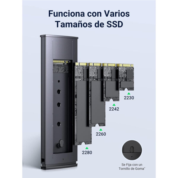 GABINETE DISCO M.2 SATA NVME A USB - UGREEN - USB 3.0 Y TIPO C