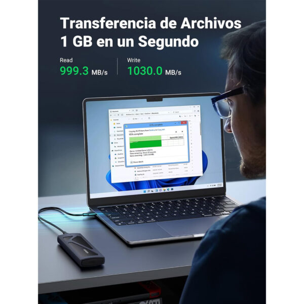 GABINETE DISCO M.2 SATA NVME A USB - UGREEN - USB 3.0 Y TIPO C