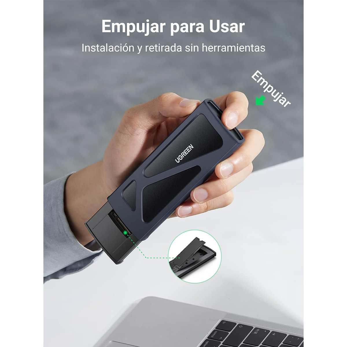 GABINETE DISCO M.2 SATA NVME A USB - UGREEN - USB 3.0 Y TIPO C