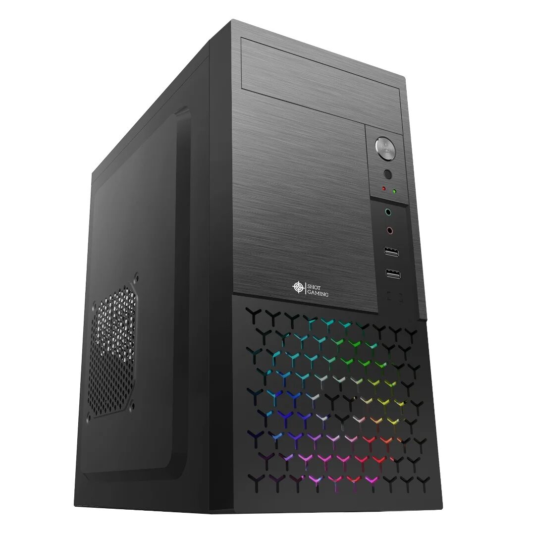 GABINETE PC SHOT GAMING SHOT-FA-5015| FUENTE + COMBO COMPLETO | NEGRO