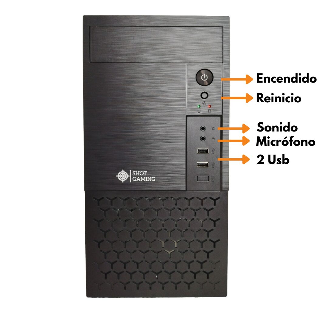 GABINETE PC SHOT GAMING SHOT-FA-5015| FUENTE + COMBO COMPLETO | NEGRO