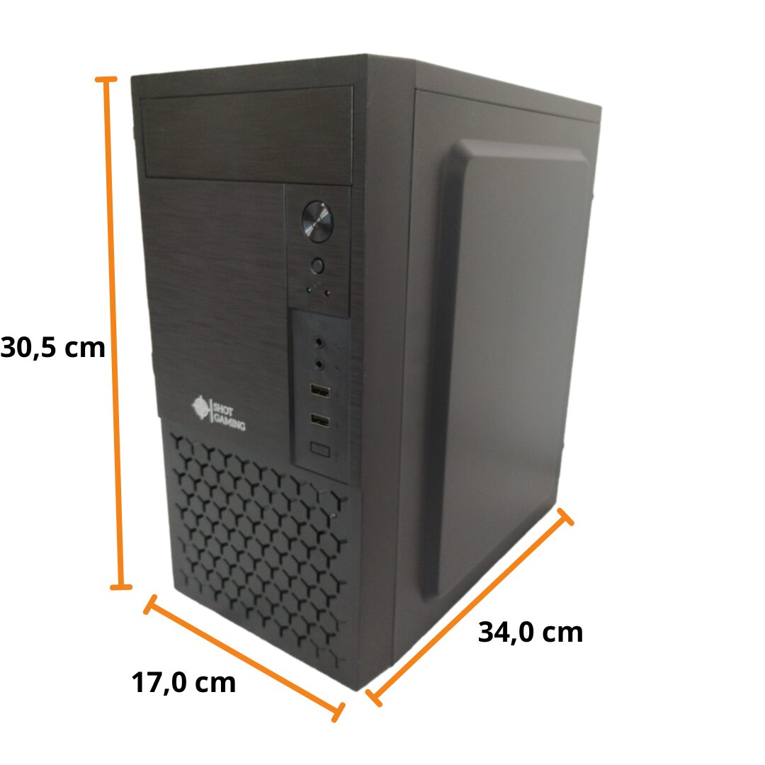 GABINETE PC SHOT GAMING SHOT-FA-5015| FUENTE + COMBO COMPLETO | NEGRO
