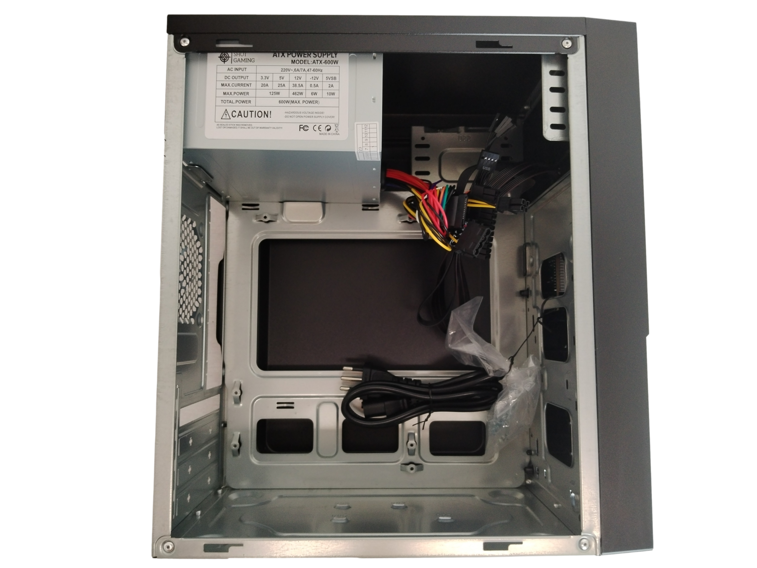 GABINETE PC SHOT GAMING SHOT-FA-5015| FUENTE + COMBO COMPLETO | NEGRO