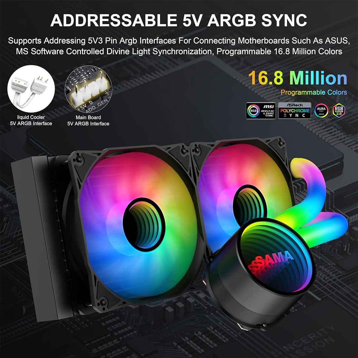 Refrigeracion Liquida Pc Argb 3 Fanes 360mm Sama Cy240 Negro