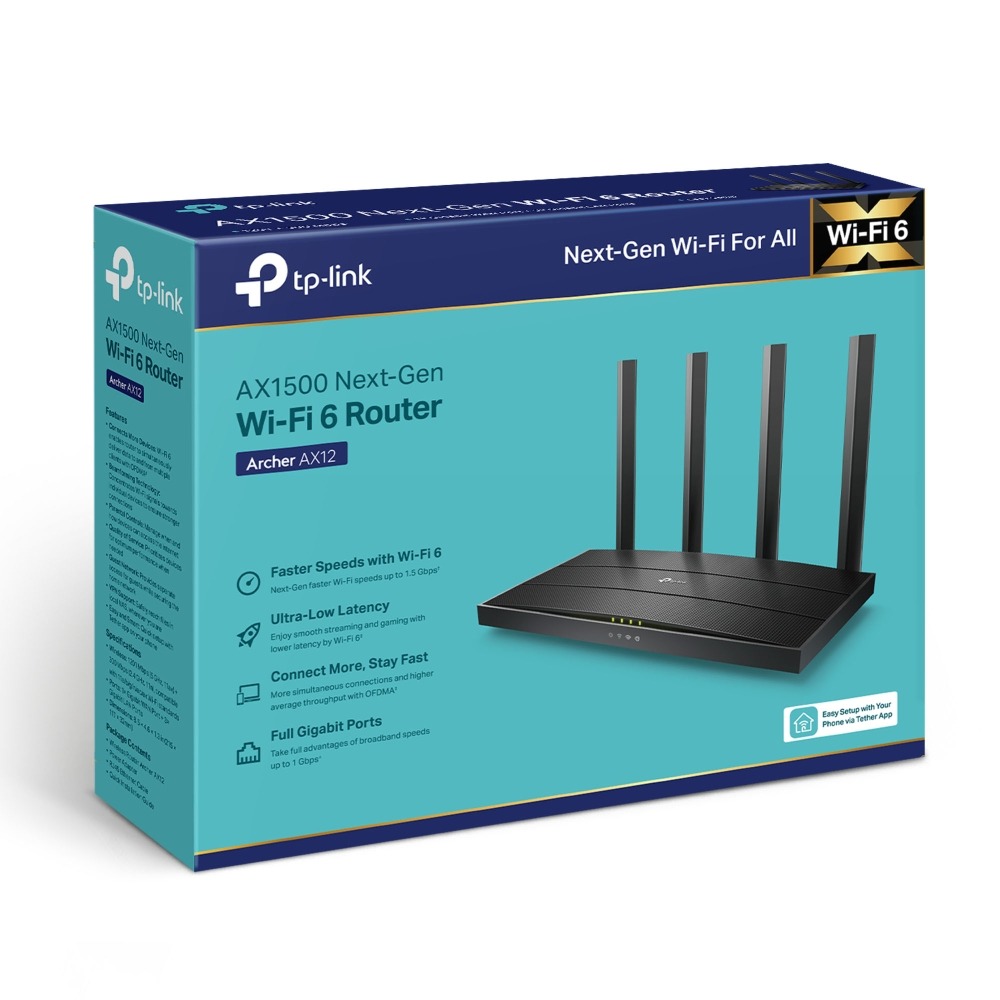Router Wifi 6 Tp-link Ax12 Gigabit Dual Band 1500 Mbps
