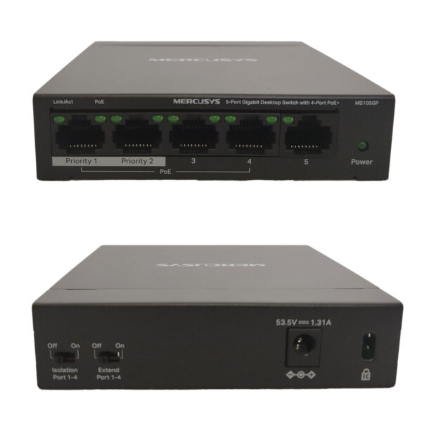 Switch Gigabit Puertos Poe+ 5 Puertos Mercusys Ms105Gp 1Gbps