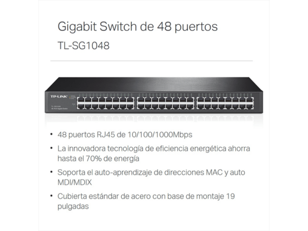 Switch Gigabit Tp-link Tl-sg1048 de 48 Puertos Rackeable