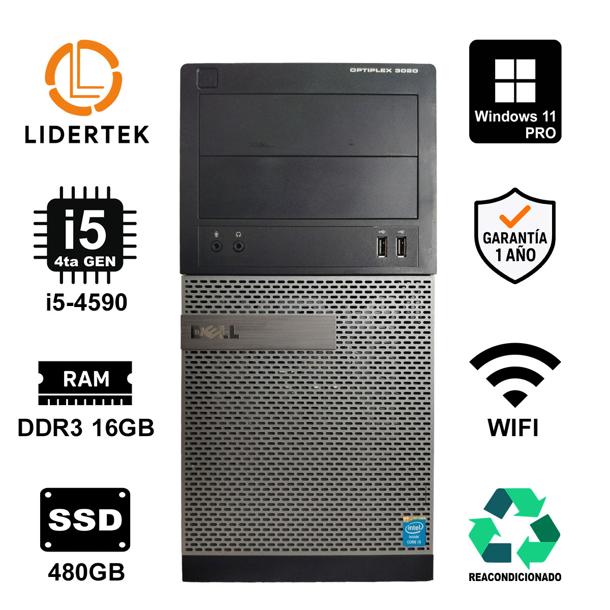 Torre Pc Completa i5 - 16gb Ram - 480gb Ssd + Monitor + Wifi