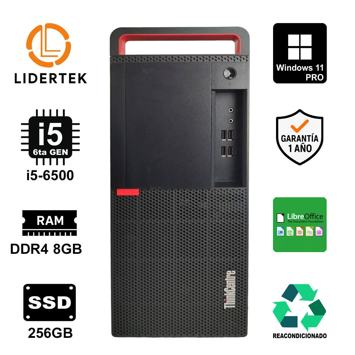 Torre Pc Escritorio Intel Core I5 8gb Ssd 256gb Win11 - W550