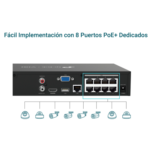 Nvr Tp-Link Vigi Nvr1008H-8P 8 Canales Poe+ - Imagen 4