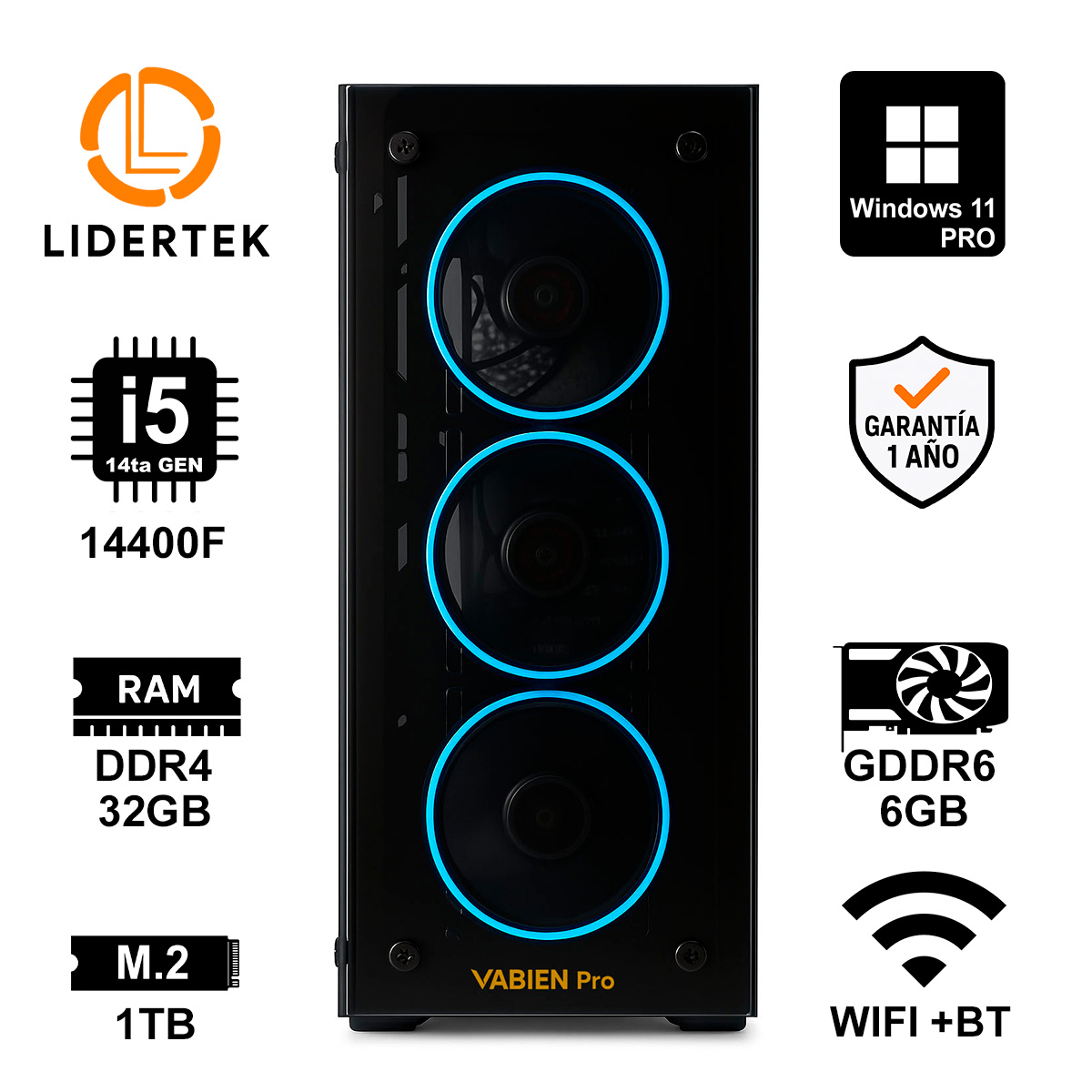 BOM - PC i5 14400F - 32GB - M2 1TB - GTX 1660 SUPER - NEGRO