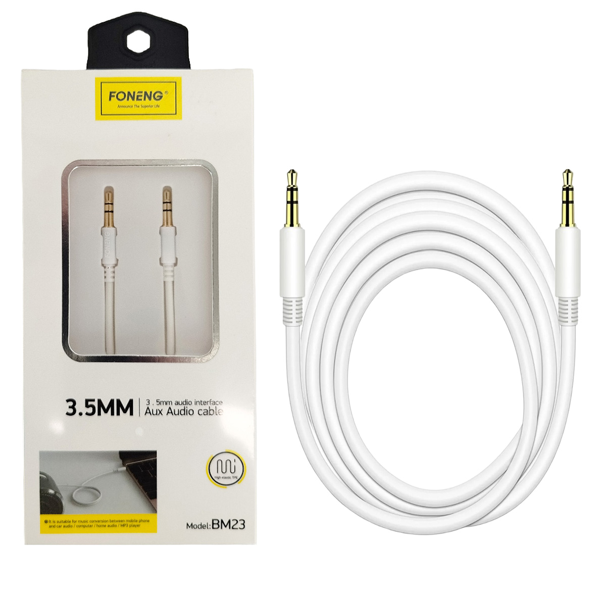 CABLE AUDIO 3.5MM - 1MT - BLANCO - FONENG BM23