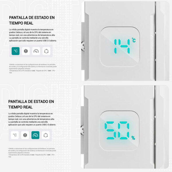 COOLER DEEPCOOL DIGITAL BLANCO ARGB AG400