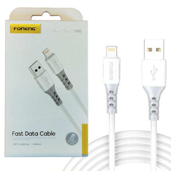 Cable Foneng Para IPhone de Usb C a Lightning, Largo 2mts, Corriente 3A, Carga Rápida