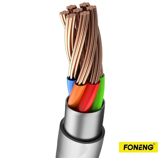 Cable Foneng Para IPhone de Usb C a Lightning, Largo 2mts, Corriente 3A, Carga Rápida
