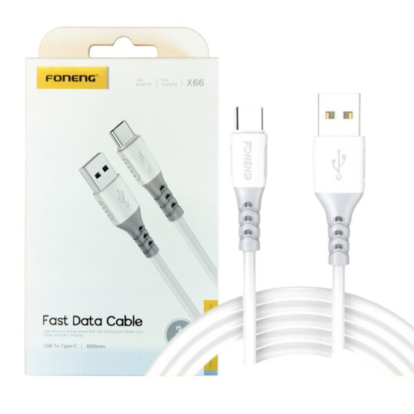 Cable Tipo C - 1Mt - 3A - Blanco - Foneng X66
