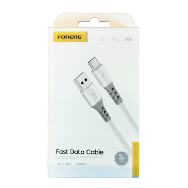 Cable Tipo C - 1Mt - 3A - Blanco - Foneng X66