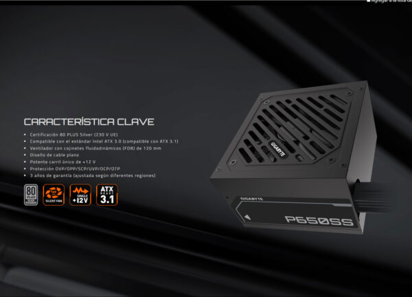 FUENTE PC GIGABYTE P650SS | 80+ PLUS SILVER