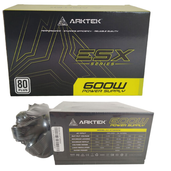 Fuente de Poder Arktek para Pc Gamer Atx 600w 80+ White