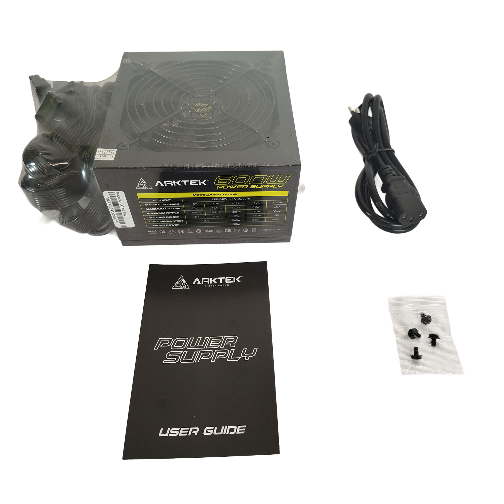 Fuente de Poder Arktek para Pc Gamer Atx 600w 80+ White
