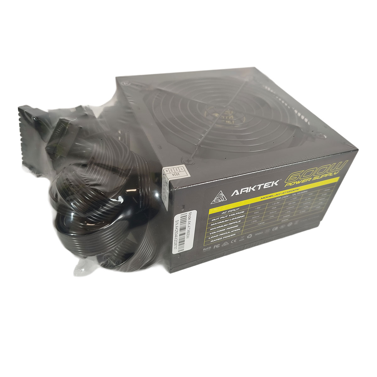 Fuente de Poder Arktek para Pc Gamer Atx 600w 80+ White