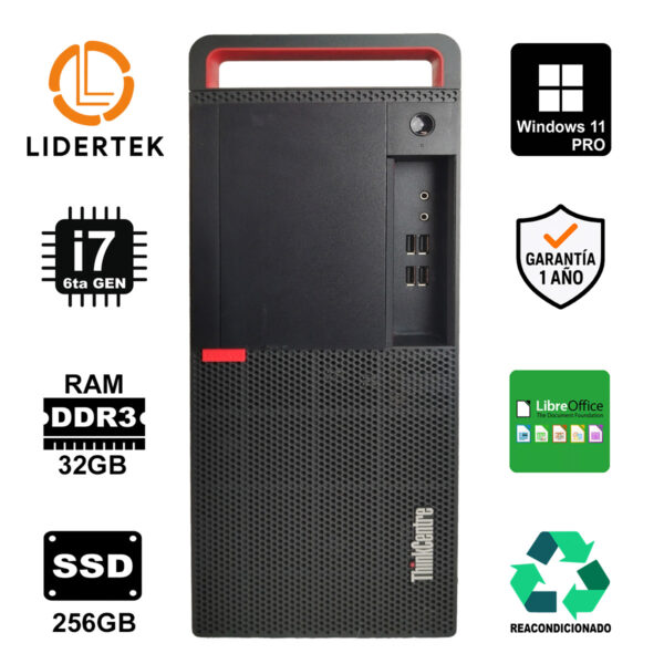 Pc Escritorio Lenovo Core I7-6ta 32gb Ram Ddr4 256gb Ssd