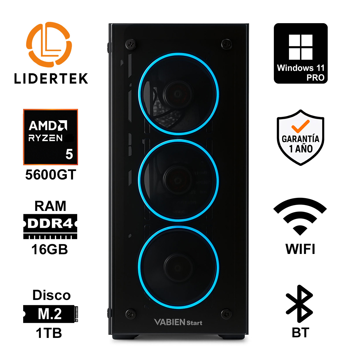 Pc Torre Gamer Amd Ryzen 5 16gb Ram Ssd 960 + Combo-Monitor
