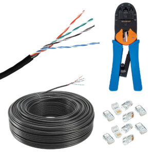 Cable Red Utp Cat5 Exterior 50mts + 10 Fichas Rj45 + Pinza