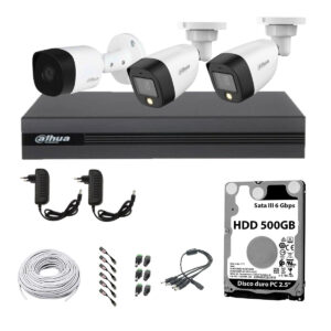 Copia - BOM - KIT x4 CAMARAS 2MP IR + DVR 4CH + 500GB + CABLES