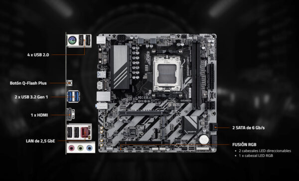 MOTHER GIGABYTE B840M D2H - 2DIMM - AM5