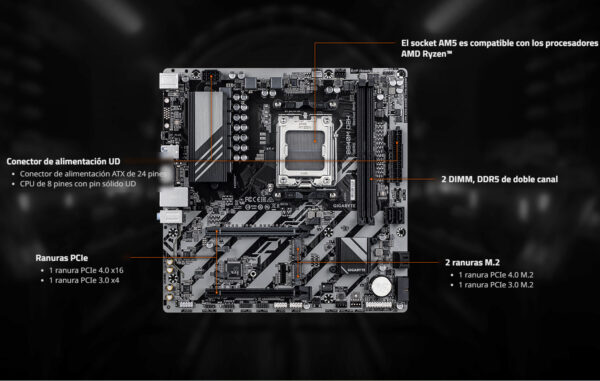MOTHER GIGABYTE B840M D2H - 2DIMM - AM5