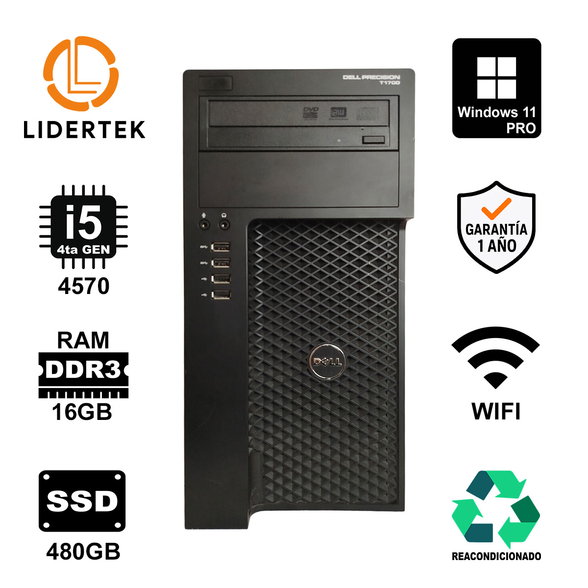 Torre Pc Completa i5 - 12gb Ram - 480gb Ssd + Monitor + Wifi