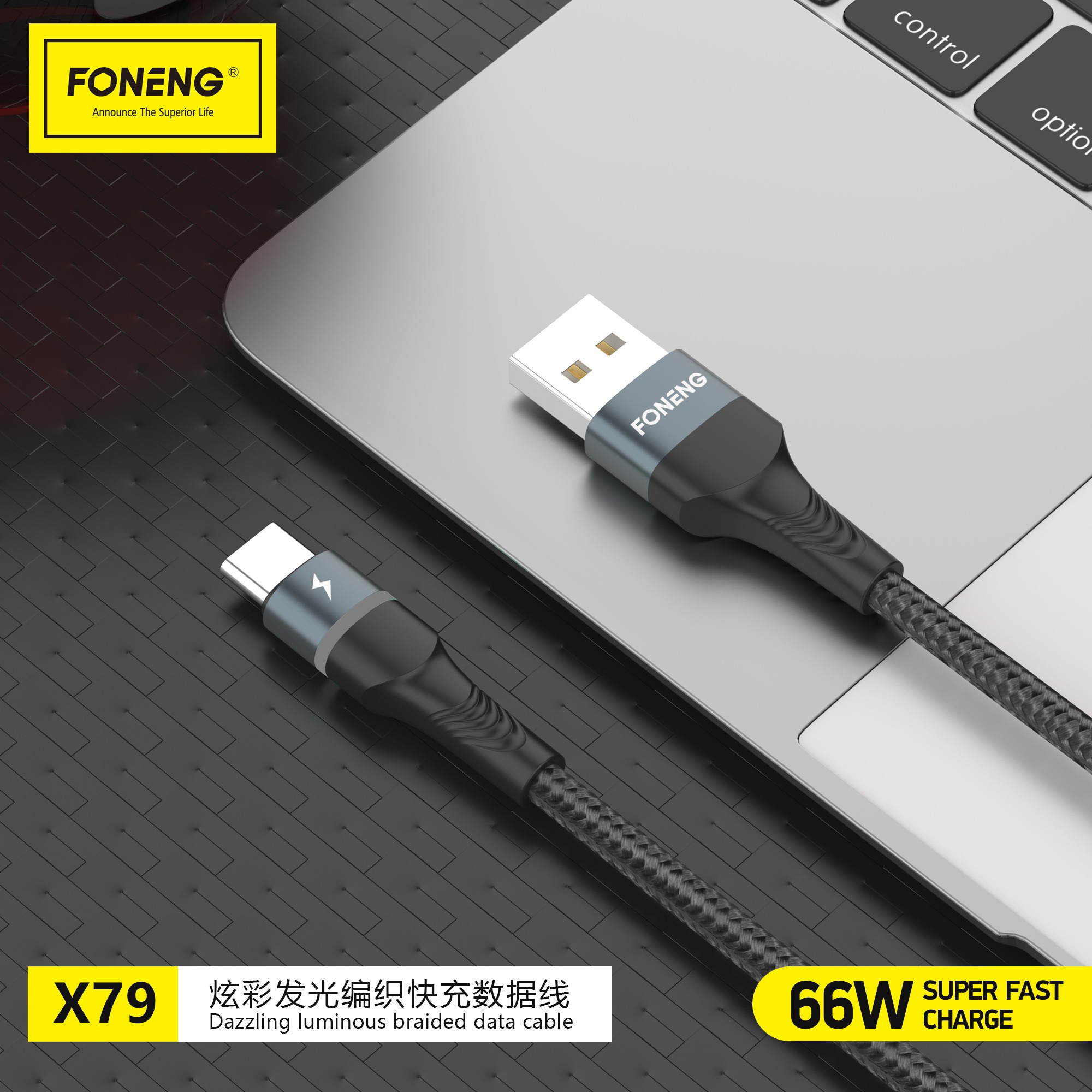 Cable Usb Rgb Foneng X79 Para Iphone - 1 Metro Carga Rapida