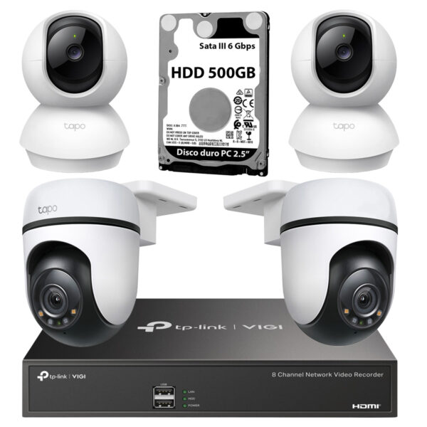 Copia - BOM - Kit de Seguridad Nvr Tp-Link Vigi + 2 Camaras IP C500 Fhd 360° +2 Camaras C200C