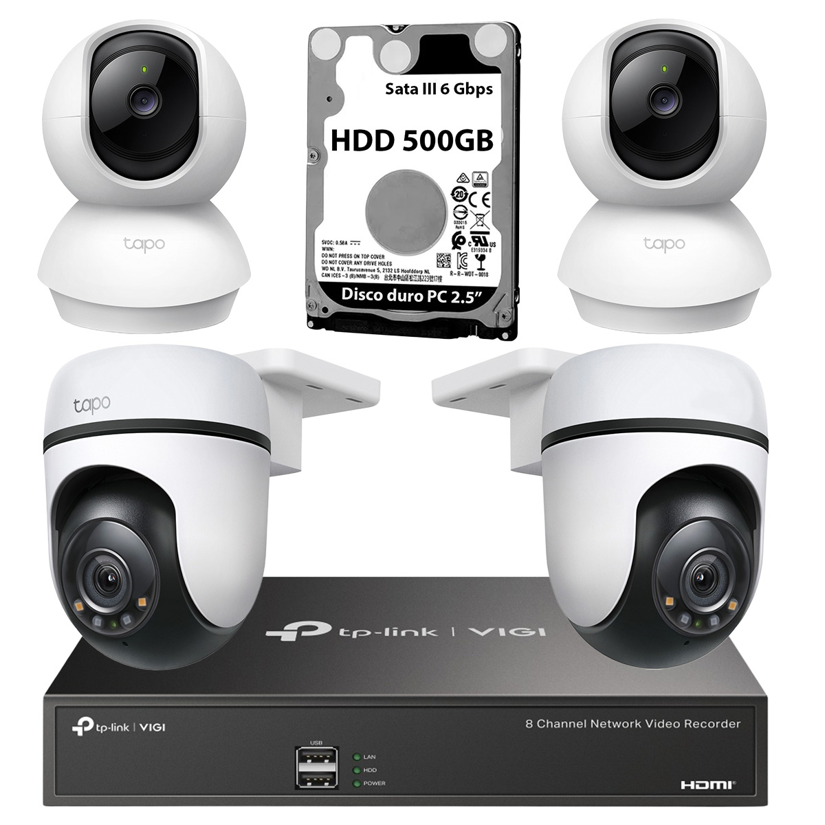 Copia - BOM - Kit de Seguridad Nvr Tp-Link Vigi + 2 Camaras IP C500 Fhd 360° +2 Camaras C200C