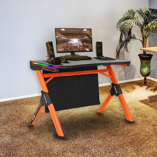 Escritorio Gamer Meetion Mt-dsk20 Metalico Luz Led Rbg
