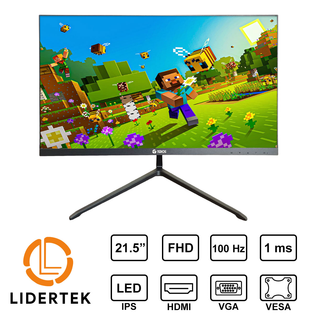 MONITOR 22" | TEROS TE-2128S | FHD | 100HZ - 1ms | HDMI VGA