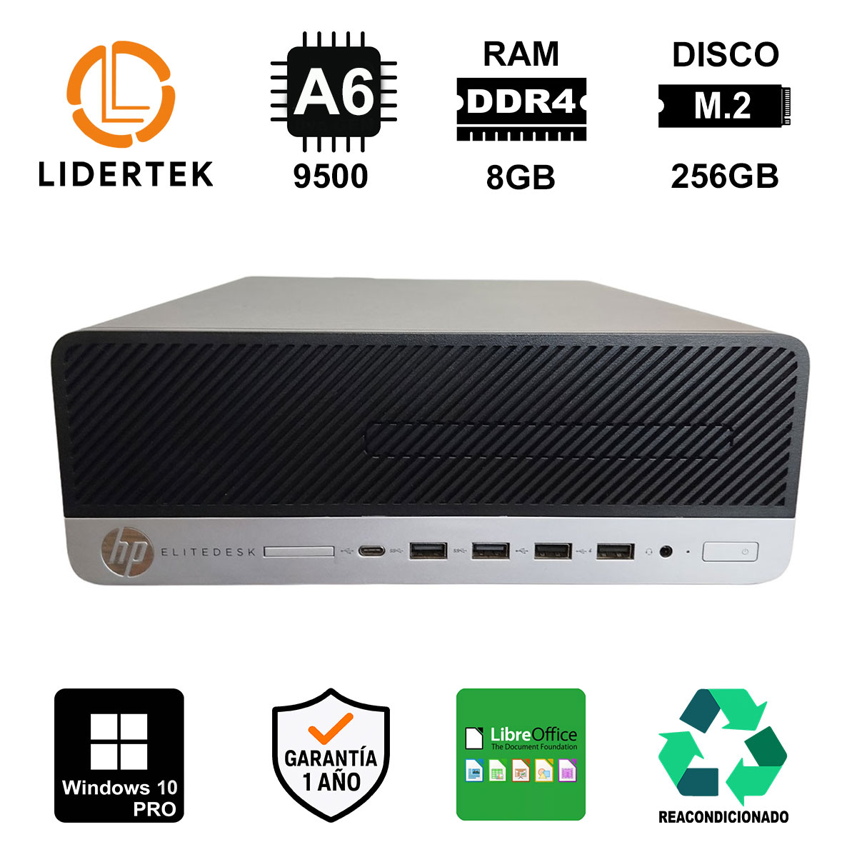 Pc Escritorio Completa Hp 8gb Ram + 256gb Ssd, Ideal Estudio