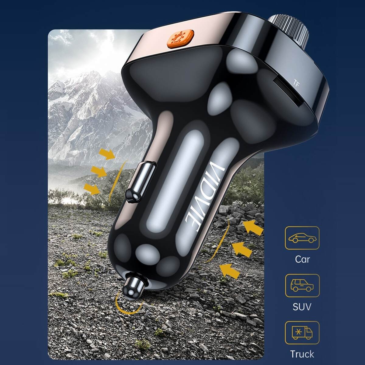 SINTONIZADOR CARG. AUTO TIPO-C O IPHONE FM03 48W/RGB VIDVIE
