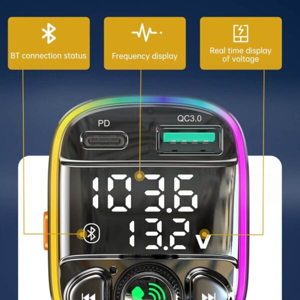 SINTONIZADOR CARG. AUTO TIPO-C O IPHONE FM03 48W/RGB VIDVIE