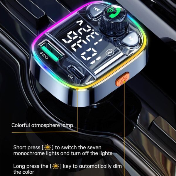 SINTONIZADOR CARG. AUTO TIPO-C O IPHONE FM03 48W/RGB VIDVIE
