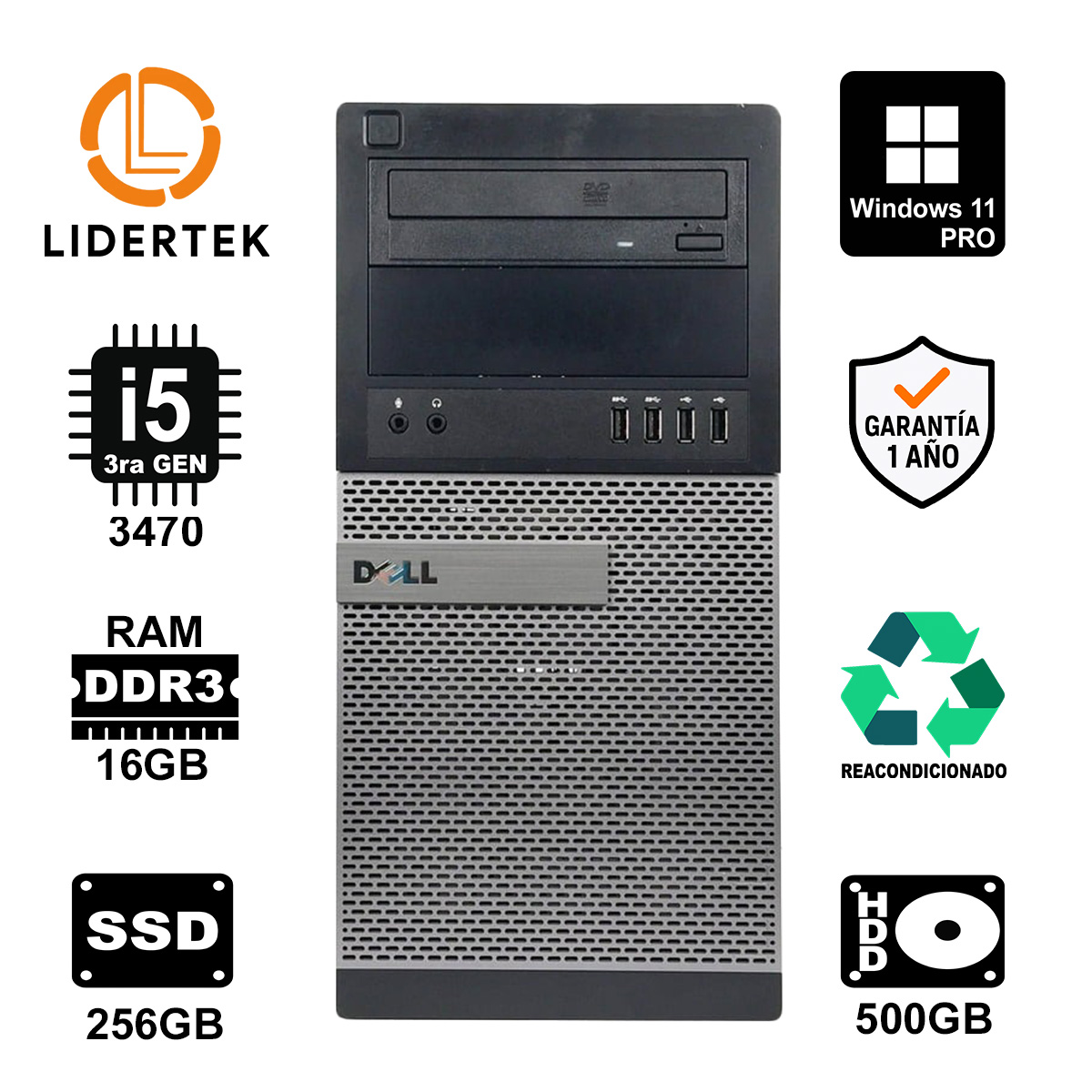 Torre Pc Escritorio Core i5 16gb Ram - Ssd 240gb + Hdd 500gb